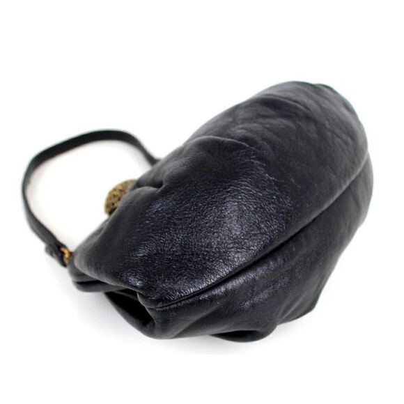 TRUE VINTAGE CLASSIC SOFT BLACK GENUINE LEATHER FRAME SATCHEL HANDBAG PURSE - Picture 7 of 13